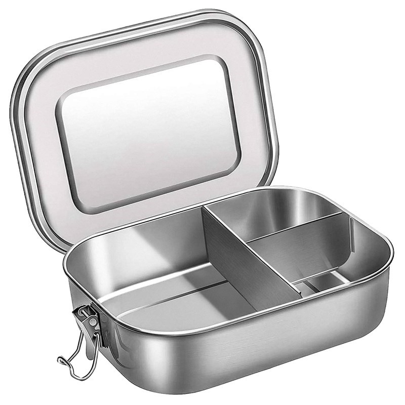 Stainless Steel Bento Box Lunch Container,3-Compartment Bent