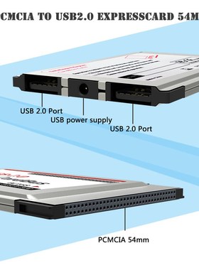 Laptop PCMCIA to USB 2.0 CardBus Converter 2-Ports PCI Expre