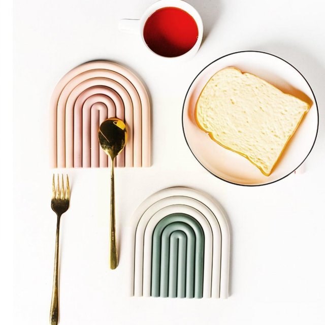 Silicone Rainbow Coasters Cup Mat Plate Non Slip Removable H