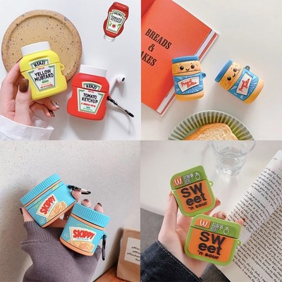 For AirPod 1/2/pro Case 3D Tomato Ketchup Cartoon Soft Sili
