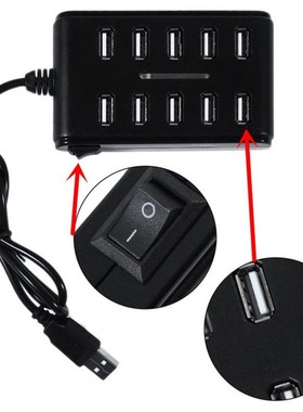 Powstro USB High Speed  USB 2.0 Hub 10 Ports Personal Comput