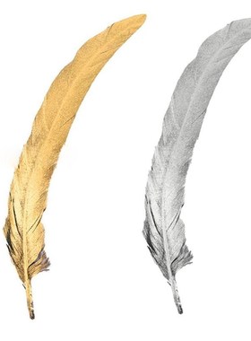10Pcs Printing Gold&Silver Color Cock Tail Hair Rooster Feat