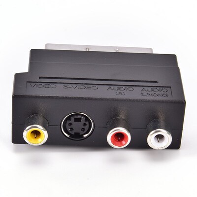 21 pin RGB Scart to 3 RCA S-Video Adapter Composite RCA SVHS