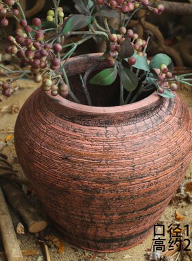 New Chinese zen dry flower pot coarse pottery vase
