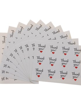 120pcs/10 Sheets Round White Thank You Sealing Sticker Red H