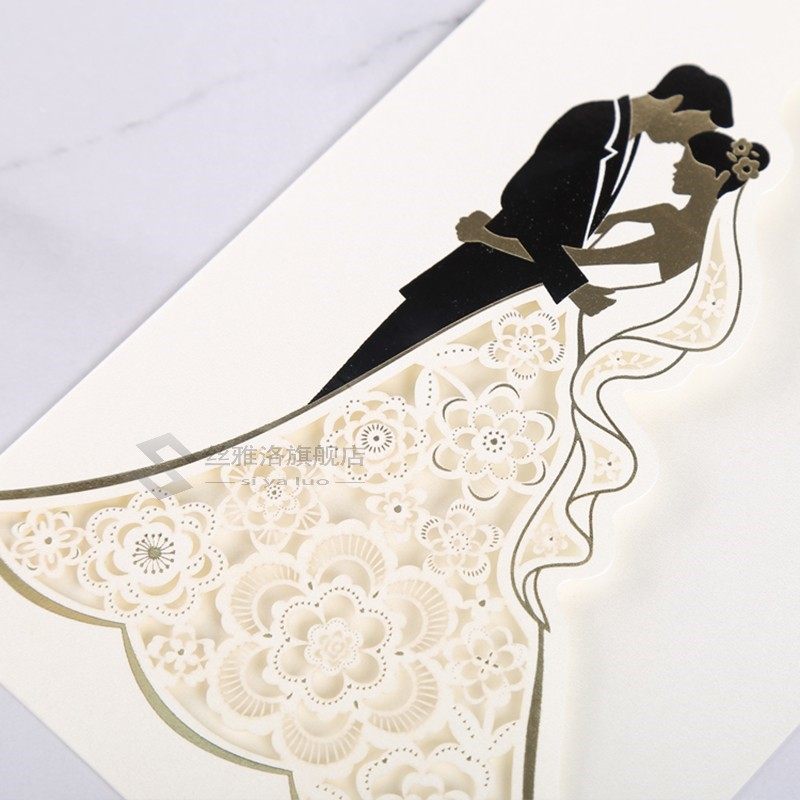 1pcs bride and groom laser cut wedding invitation cards luxu