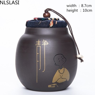 NLSLASI Chinese Coarse Pottery Tea Cans Portable Pu'er Green