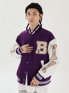 2021SS Hip Hop Furry Bone Patchwork Color Block Jackets wome