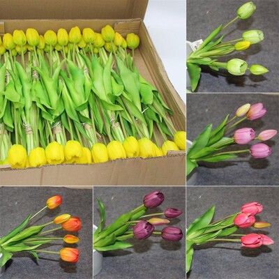 Luxury Silicone Real Touch Tulips Bouquet Decorative Artific