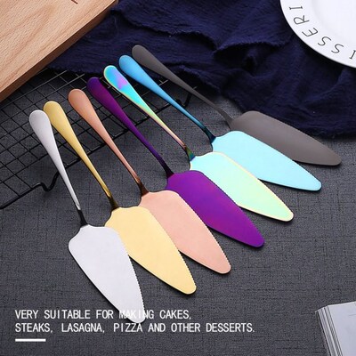 Stainless Steel Cake Server Toothed Pizza Cheese Spatula Des