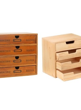 Wooden Retro 4 Layer Drawer Storage Box Retro Desktop Divide