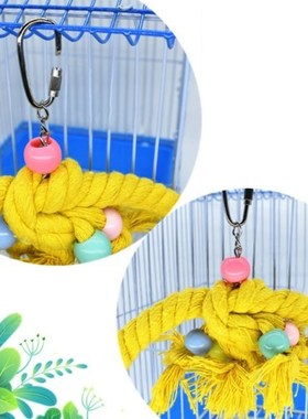 Pet Parrot Birds Cage Toy Cotton Rope Circle Ring Stand Chew