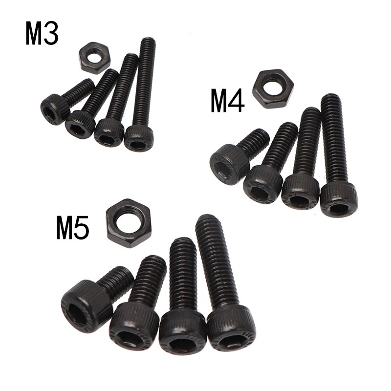500 Pcs Black M3 M4 M5 Inner Hexagon Socket Screw Bolts and
