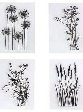 Fashion Silicone Variou Flower&Grass Transparent Clear Rubbe