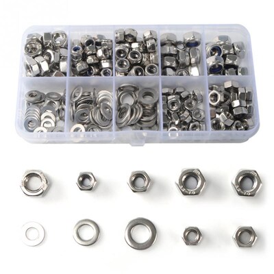 255Pcs/Kit A2 Washers Kit M4 M5 M6 Nyloc Nuts & Form a Washe