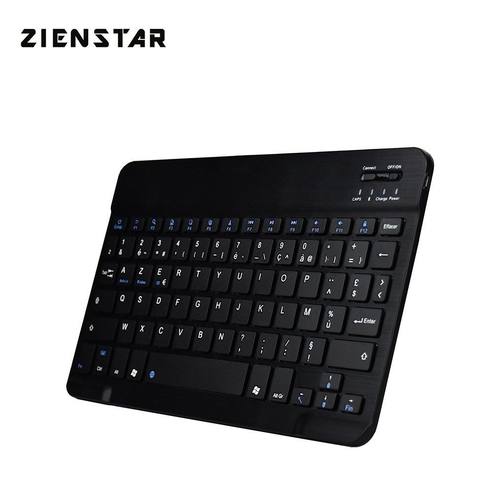 Zienstar 10inch Azerty French Aluminum Wireless Keyboard Blu