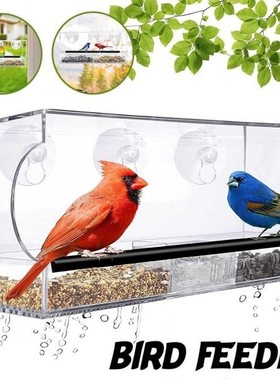 Acrylic Bird Feeder Food Box Anti-scatter Parrot Feeder With
