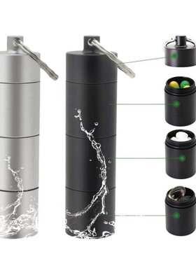 Pack of 2 3 Grids Pills Boxes Keychains Aluminum Alloy Backp