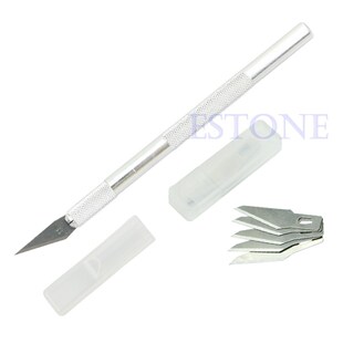 Handle Craft Knife + 5 Blade Scalpel Cutter Engraving Tool H