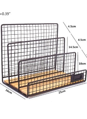 3 Grid Iron Bookshelf Desktop Bill Document Storage Rack Mag