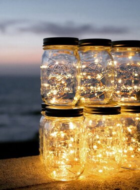 1M/2m LED Solar Fairy Mason Jar Lights Outdoor Garden Decora