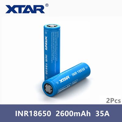 2Pcs Xtar INR 18650 battery 2600mAh 35A Pulse Discharge High