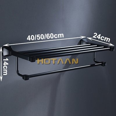 40/50/60cm Black Towel Rack Wall-mounted Black Oil Brushed A