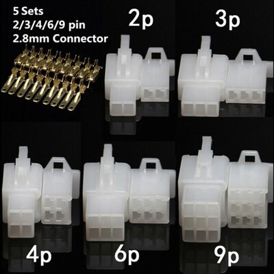 5Sets 2.8mm 2-9 Ways Connector With Fixed Hook Terminal Male