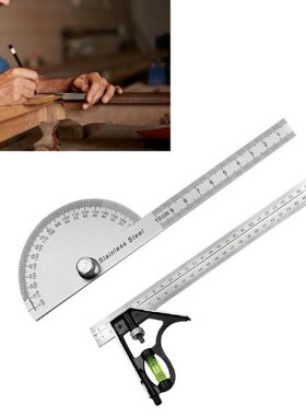 Stainless Steel Protractor Plus Angle Square Measurer 180 De