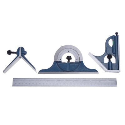 4pcs Ruler Set 180 Degree Protractor Combination Square Prot