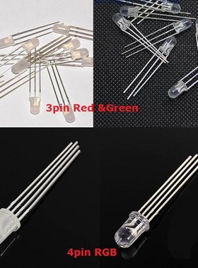 20PCS F5 Bi-color LED Red  Green common cathode 3Pin light e
