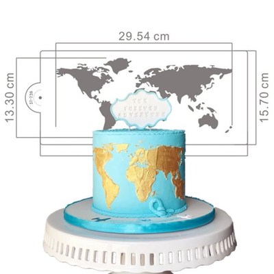 1PC World Map Design Cake Stencil Plastic Cake Border Stenci