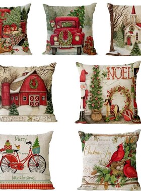 Christmas Pillowcase Linen Throw Pillow Case Decorative Xmas