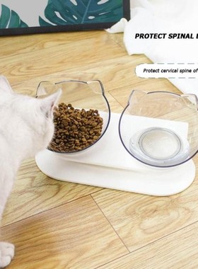 Removable Transparent Cat Ears Pet Bowl Pet Feeder Non-slip