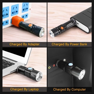 USB LED Flashlight Rechargeable LED Torch Light Lanterna T6