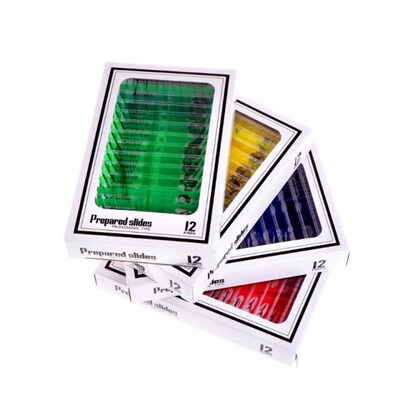 12 Pcs Prepared Microscope Slides Set Specimen For Student B
