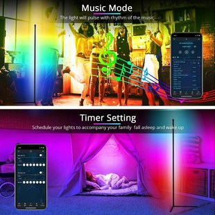 59 inch Corner Floor Lamp Dimmable APP Control Standing Lamp