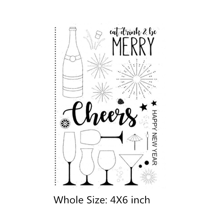 Wine Bottle Clear Stamps and Metal Cutting Dies for Scrapboo
