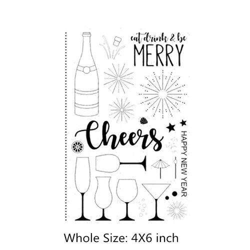 Wine Bottle Clear Stamps and Metal Cutting Dies for Scrapboo