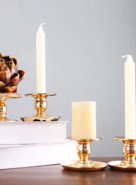 2pcs Rose Gold Plated Candle Base Holder Candlestick Pillar