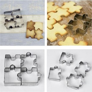4pcs/set Cookie Puzzle Shape Stainless Steel Cookie Cutter S