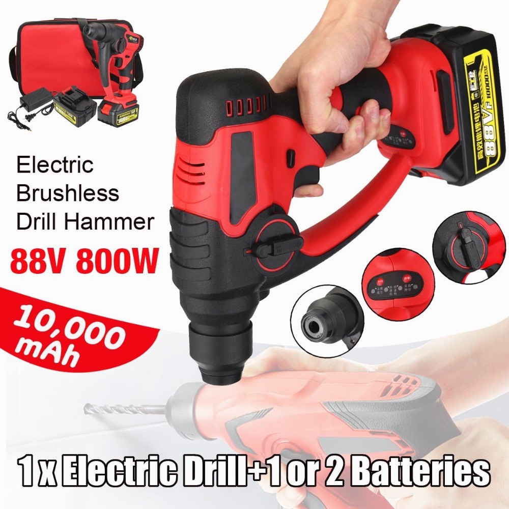 Electric Hammer Drill Brushless Cordless 88v 800w 10000mAh L