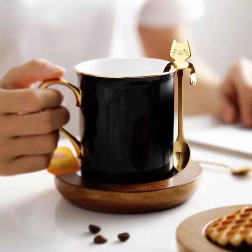 Creative Meow Coffee Spoon Stainless Steel Stirring Spoon Cu