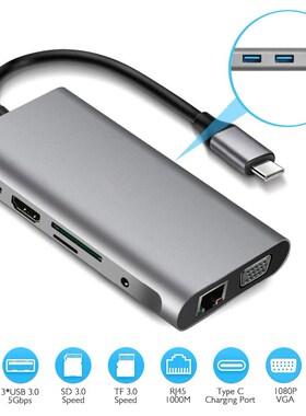 Type-C to RJ45 Gigabit Lan Ethernet HDMI VGA Adapter SD TF C