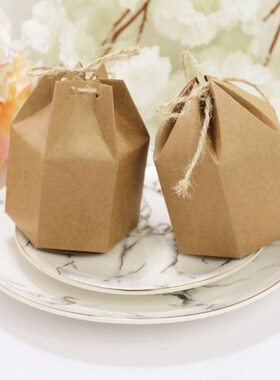50pcs/pack Kraft Paper Candy Gift Boxes Hexagon Sweet Packin