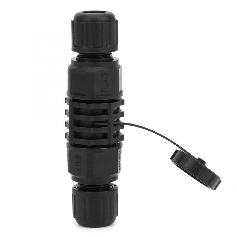RJ45 Ethernet Connector Water Dust Proof RJ45 Adapter Black