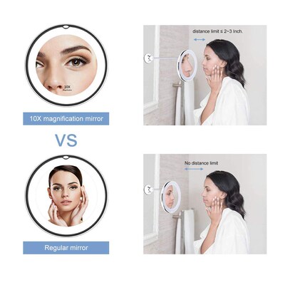 360 Degree Flexible Makeup Mirror 10X Magnifying Glass Vanit