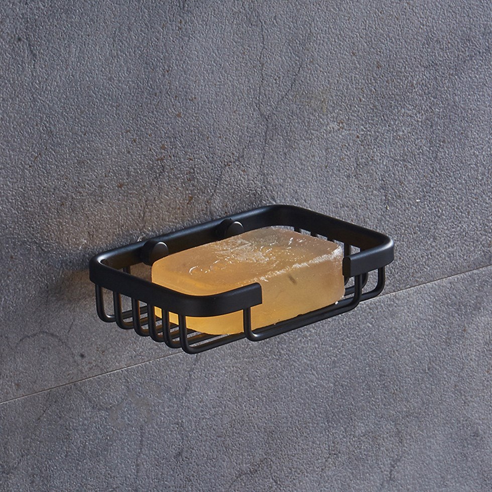 Black Soap Shampoo Holder Bathroom Shelf with Hooks Wall Mou