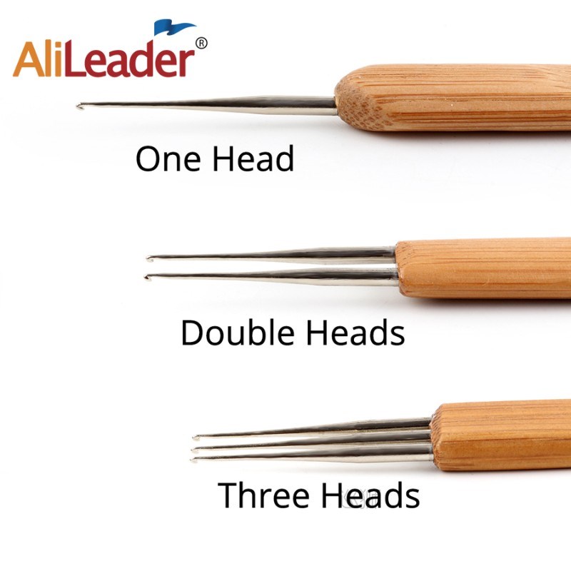 Cheap 3pc/Set 0.5mm 1/2/3 head Bamboo Hair Weaving Crochet N