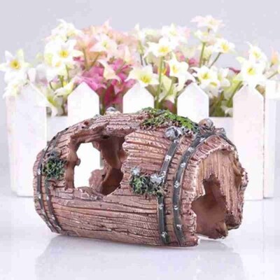 Aquarium Barrel Resin Hide Cave reptile turtle box crystal s